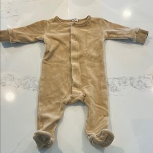 Quincy Mae Tan Velvet Footed One-Piece